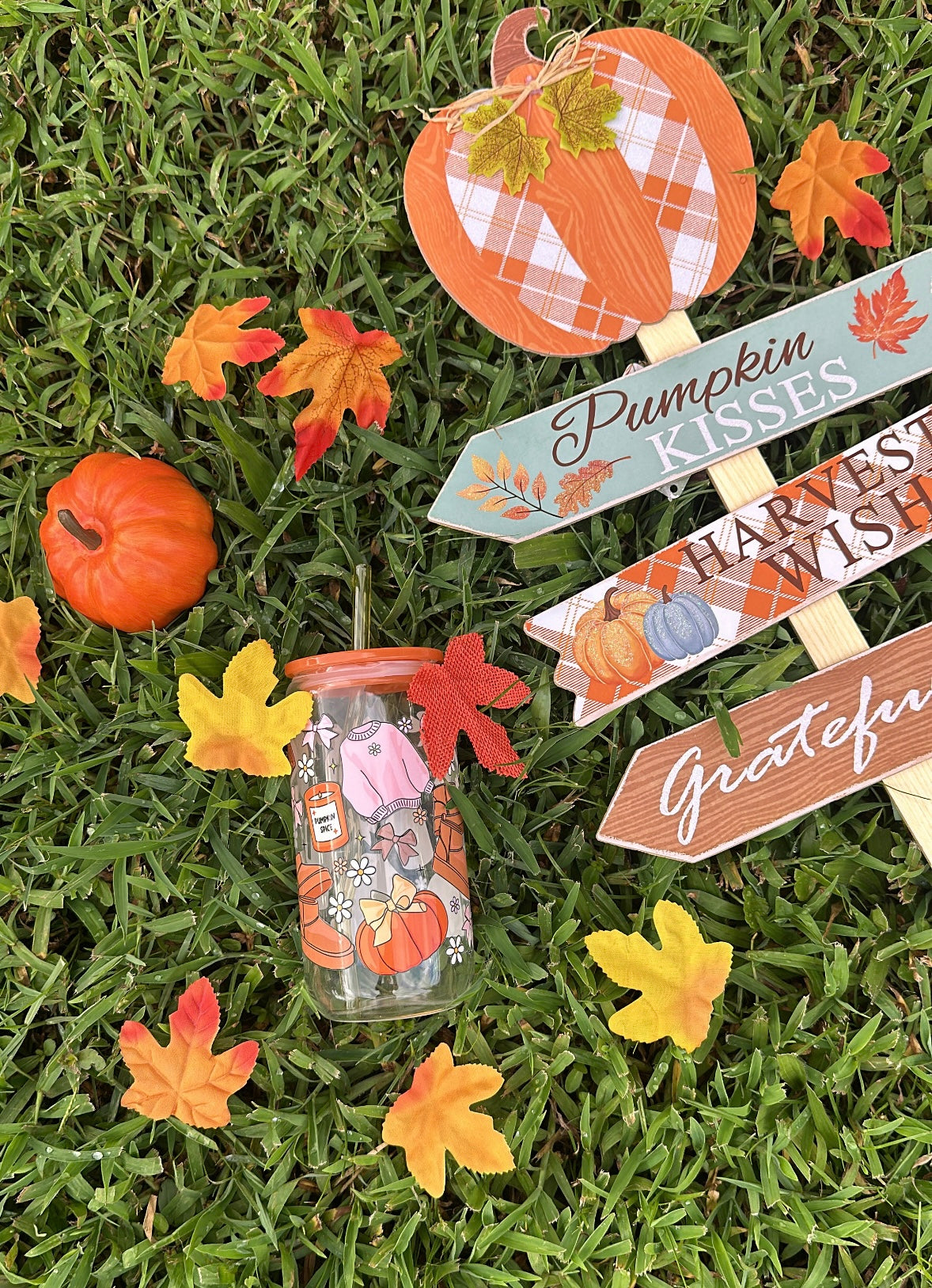 Fall Season Glass Cup