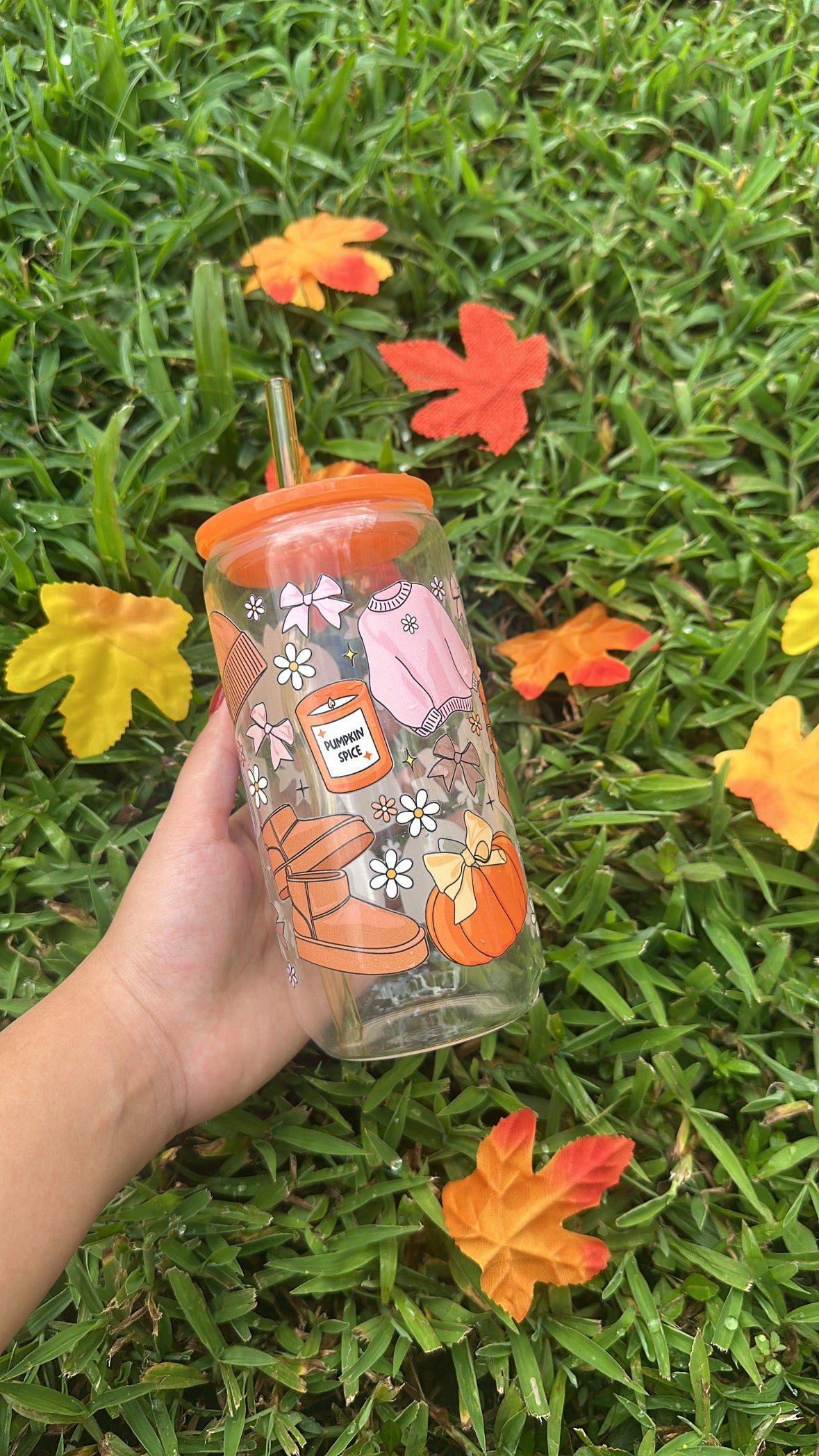 Fall Season Glass Cup