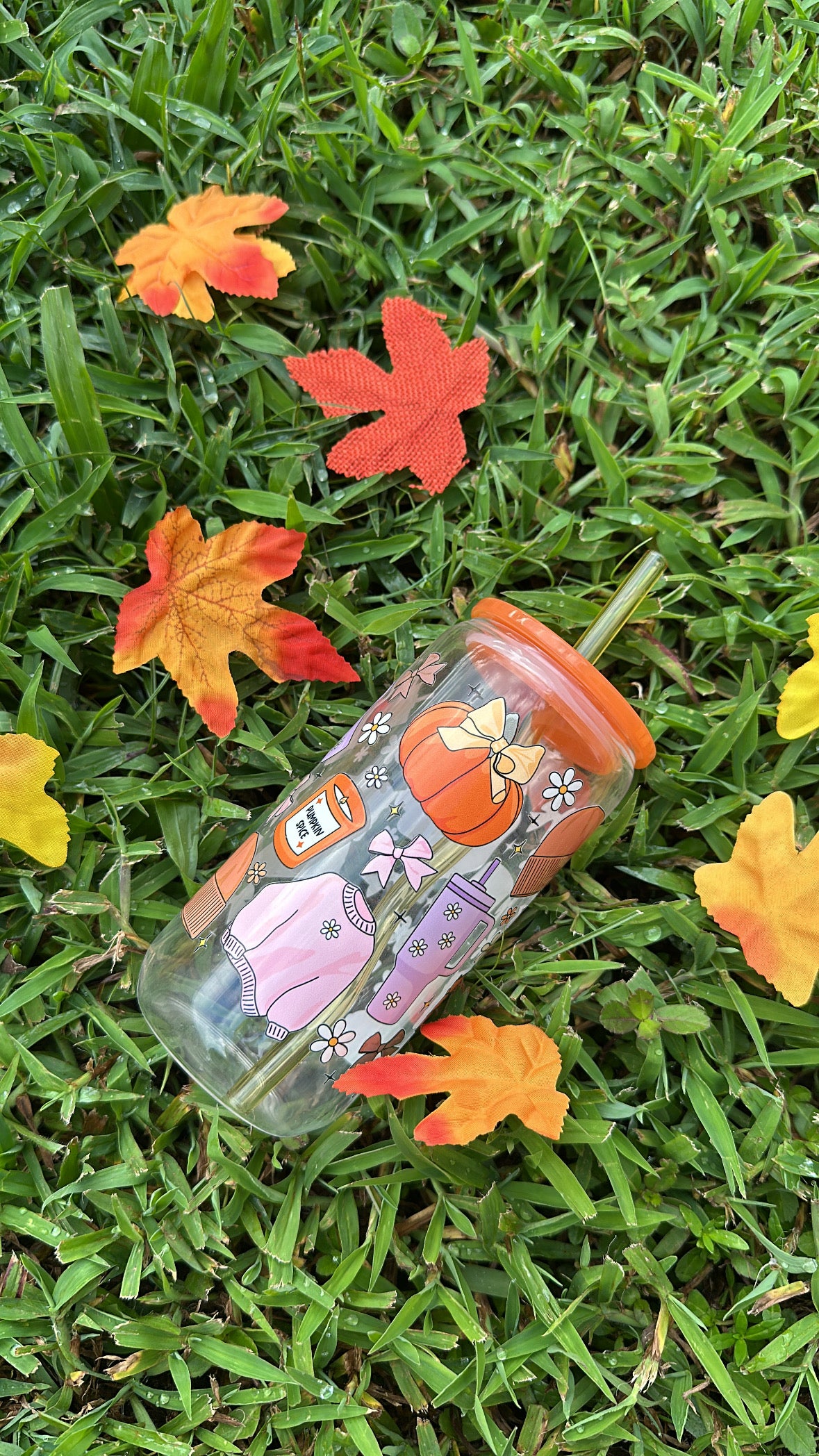 Fall Season Glass Cup