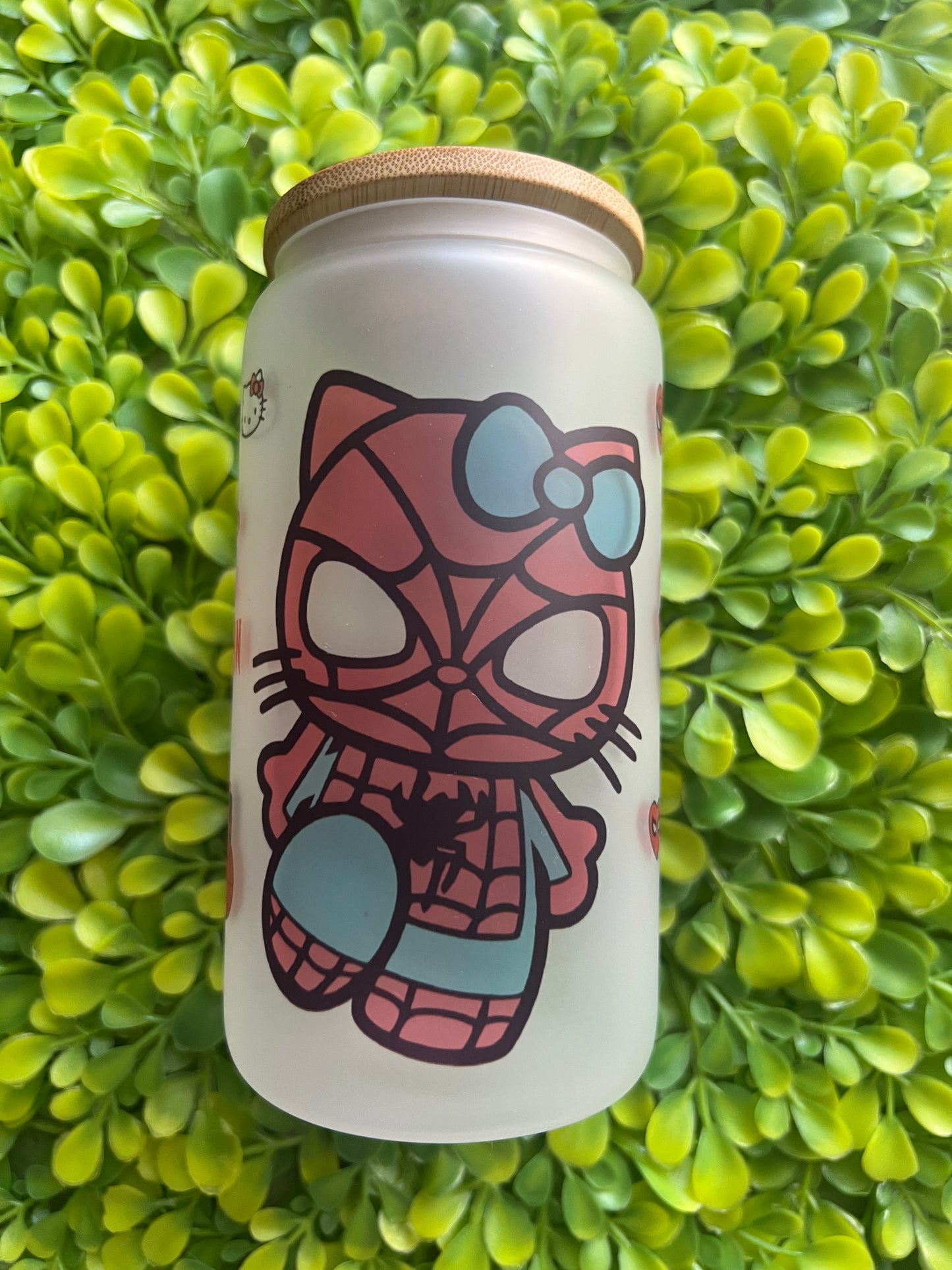 Kitty/Spidey frosted glass