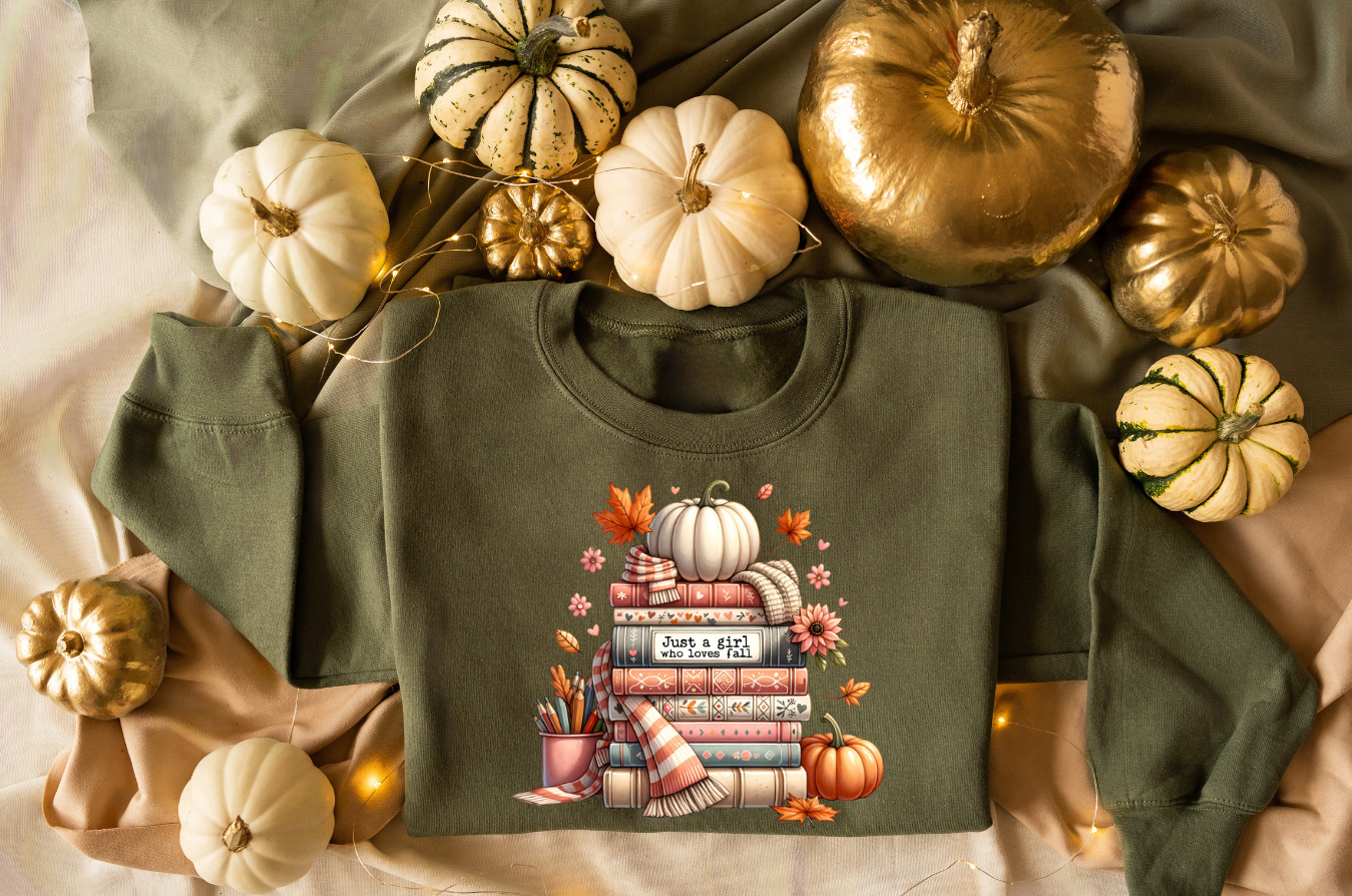 Books, Just a girl who loves fall Season Shirt or Sweater