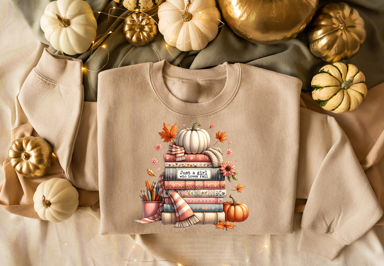 Books, Just a girl who loves fall Season Shirt or Sweater